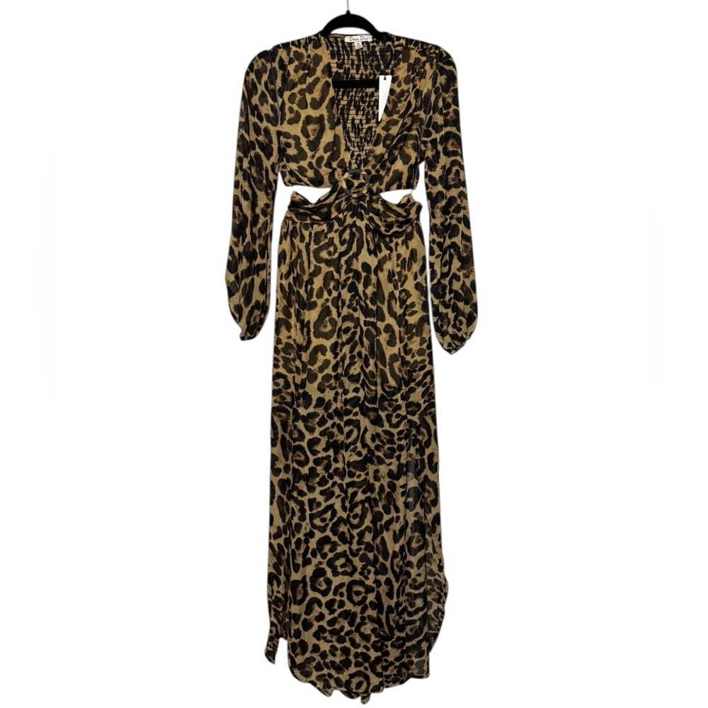 Dress Day NWT Leopard Animal Print Cut Out Maxi Dress Size Medium Mobwife Fall‎
